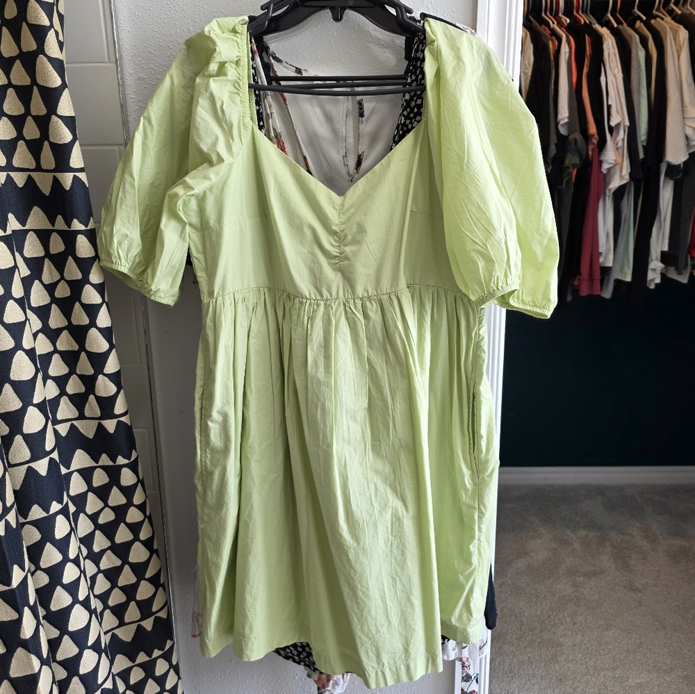 American Eagle Light Green Puff Sleeve Dress XL
